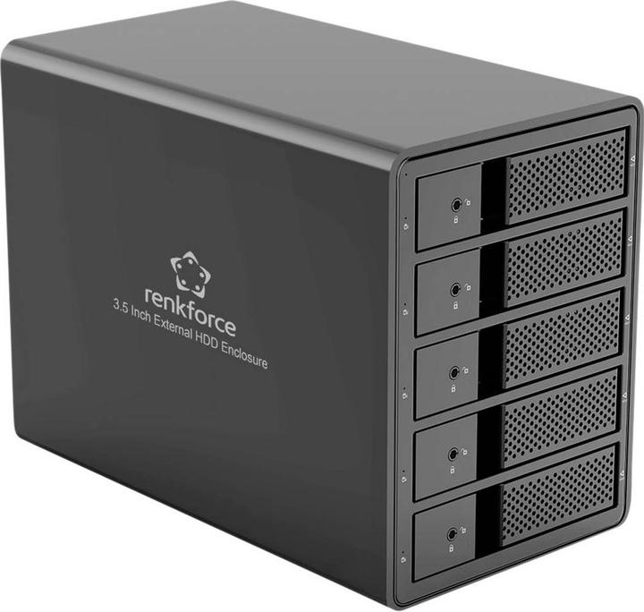 Renkforce RF-6647600 8.9 cm (3.5 Zoll) Festplattengehäuse 5 Bay 3.5 Zoll USB-A ( (3.5")