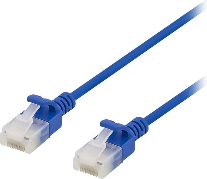 Actual product image Deltaco U/UTP Cat6a patch cable slim 3.5mm diameter 0.5m blue (U/UTP, CAT6a, 0.50 m)
