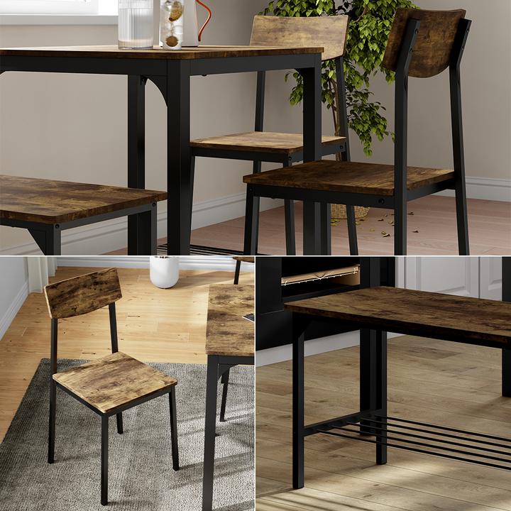 Produktbild Vichy Sitzbank und Stuhl Fyrk, Schwarz/Eiche rustikal, 85 x 46 cm 3 Teile (85 cm)