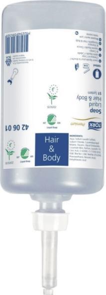 Actual product image Tork Hair & Body Liquid Soap, Shampoo & Shower Gel, S1 Dispenser, Premium Quality, 1 x 1000 ml (Liquid soap, 1000 ml)