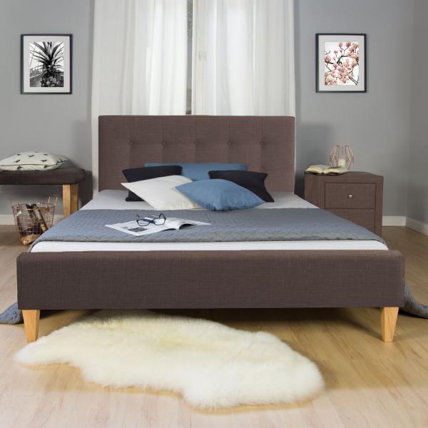 Image du produit Homestyle4u Lit rembourré Lit double Lit en tissu Cadre de lit (140 x 200)