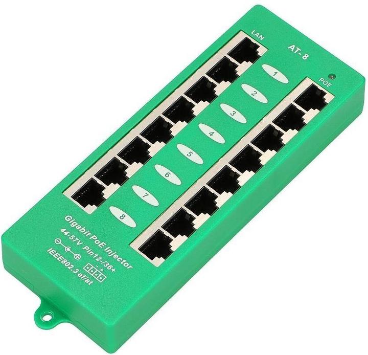 Image du produit Extralink ACTIVE POE INJECTOR 8 PORT GIGABIT 802.3AT/AF MODE A - - 8 ports Gigabit Ethernet (802,3at (PoE+), 802.3af (PoE))
