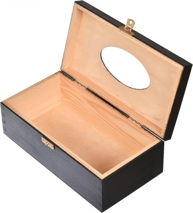 Produktbild Holzecke Taschentuch Box Aus Holz Schwarz Mit Gravur (25.5 x 13.5 x 9 cm)
