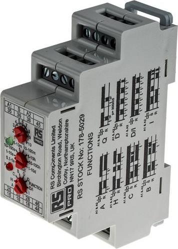 Immagine prodotto Rs Pro Relè temporizzatore, guida DIN top-hat, 0,1 s  10 giorni, 12  240V ac/dc, 4 cont. Multifunzione