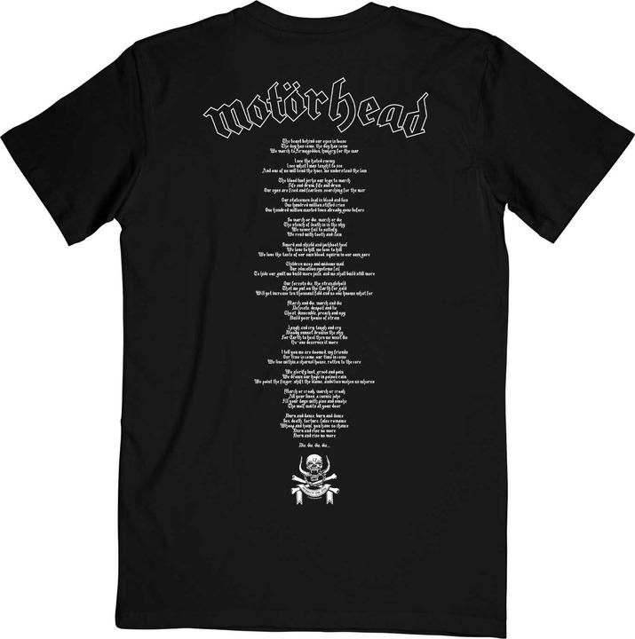 Actual product image Motorhead Unisex Adult March Or Die Song Lyrics Cotton T-Shirt (M)