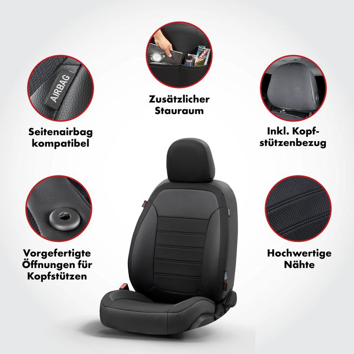 Image du produit Walser Housse de siège pour VW Tiguan (5N) 09/2007-07/2018, 2 housses de siège individuelles