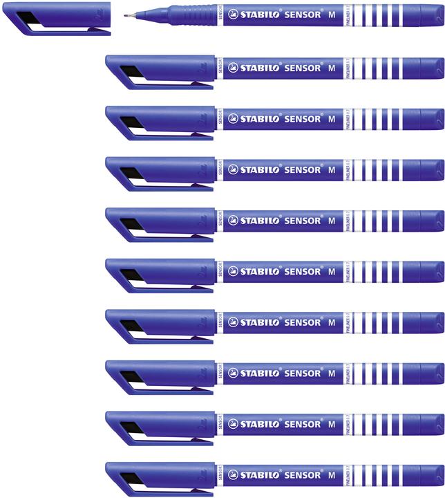Immagine prodotto STABILO Fineliner Sensor, larghezza di linea 0,3 o 0,7 mm, scelta di 4 colori, 10 pezzi (Blu, 10 x)