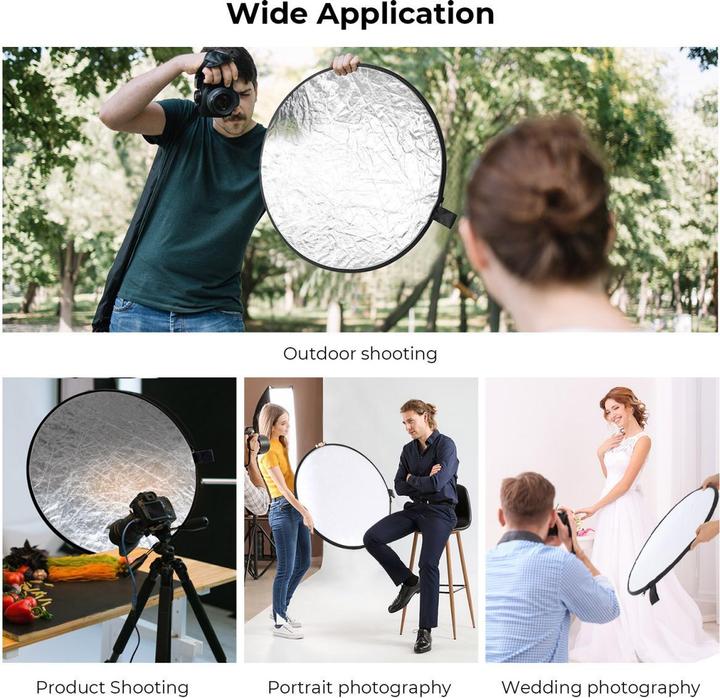 Immagine prodotto K&F Concept 5 in 1 Riflettore fotografico circolare 56cm Gold Sliver Black White Translucent Panel Five Ligth
