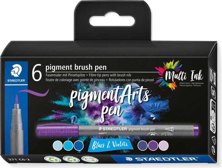 Actual product image Staedtler Fibre pen with brush tip (Blues & Violets, 6 x)