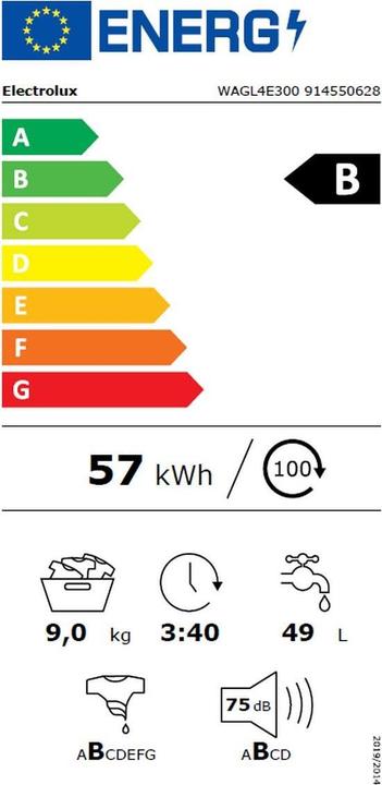 Energie-Label Electrolux Wagl4e300 (9 kg, Links)