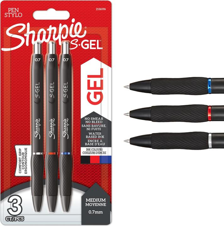 Produktbild Sharpie Gelschreiber 0.7 mm, 3 Stück (Blau, Schwarz, Rot, 3 x)