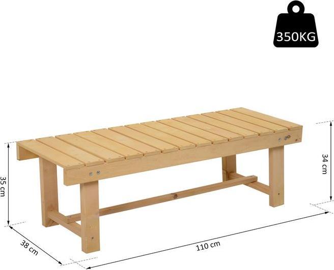 Actual product image Swisshandel24 Gartenbank, 2-Sitzer Sitzbank, Gartenmöbel, Rustikale Bank, Massivholz, Natur, 110 x 38 x 35 cm
