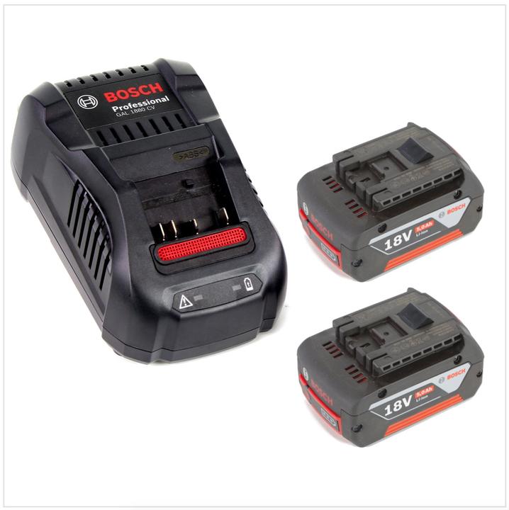 Actual product image Bosch Professional Bosch GBL 18 V-120 Cordless Leaf Blower + 2x Batteries 18V 5,0 Ah + 1x Charger GAL 1880 CV (Rechargeable battery operated, Workshop blower)