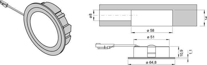 Image du produit L&S Lampes encastrables/applique LED Chip HE 58 / 24 V (364.90 lm)