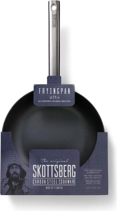 Actual product image Skottsberg Frying pan carbon steel, 24 cm diameter, stainless steel handle (24 cm, Pan set + pot set, Carbon steel)