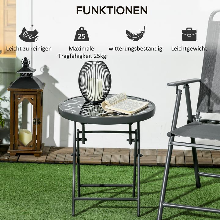 Image du produit Outsunny Table d'appoint ronde avec fonction de pliage