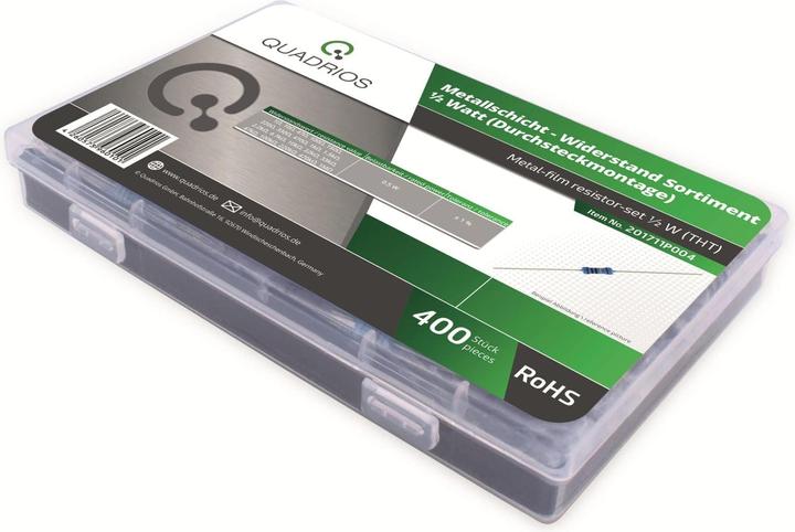Produktbild Quadrios 201711P004 Metallschicht-Widerstand Sortiment axial bedrahtet 0.5 W 1 % 400 St.