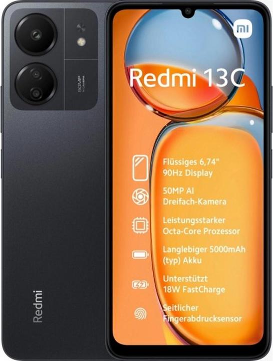 Produktbild Xiaomi Redmi 13C (128 GB, Midnight Black, 6.74", Dual SIM, 50 Mpx, 4G)