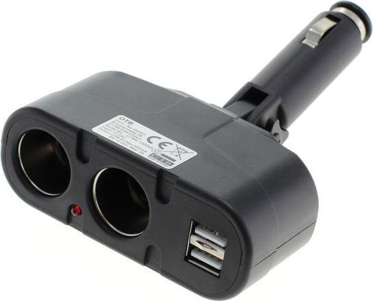 Actual product image AccuCell Car adapter, distributor cigarette lighter - plug to 2x socket + USB