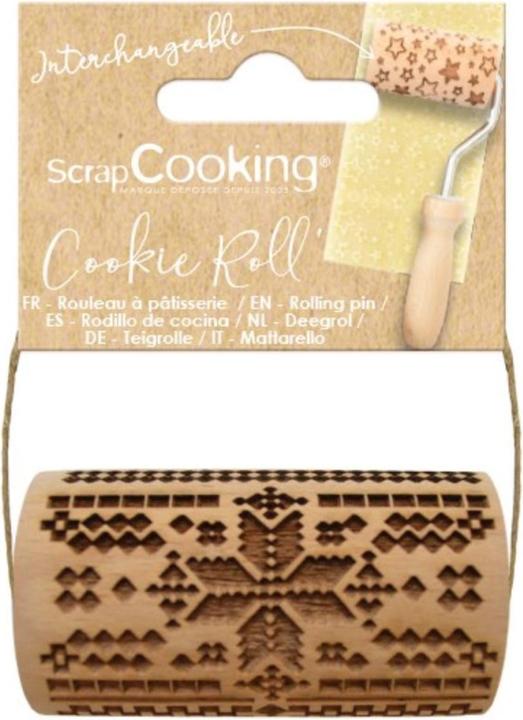 Actual product image ScrapCooking Wooden Dough Roll Embossed Christmas Cross Stitch
