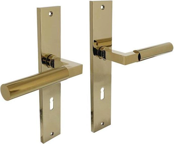 Produktbild Intersteel Langschildschildgarnitur Baustil Aluminium F3 Messing BB 72 mm DIN links / rechts (Türgarnitur)
