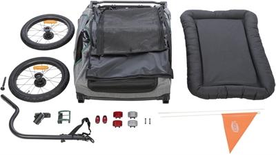 Actual product image Trixie Bicycle trailer L, 80×103×98/147 cm, grey/sage (Dog, Reflectors, Can be opened completely)