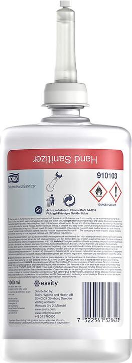 Produktbild Tork Händedesinfektionsgel Salubrin, gegen Viren, Bakterien und Fungizide, S1 System Spenderflasc... (1000 ml)