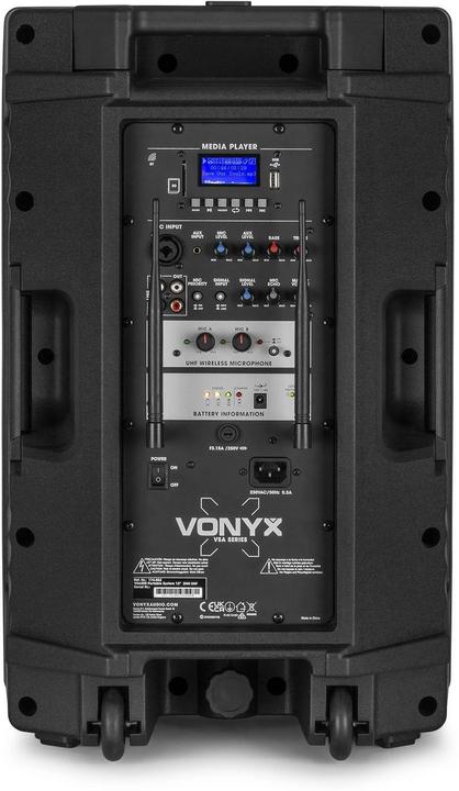 Produktbild speaker - Vonyx VSA500 - Trolley speaker met Bluetooth en 2 draadloze microfoons - 800W (Aktiv)