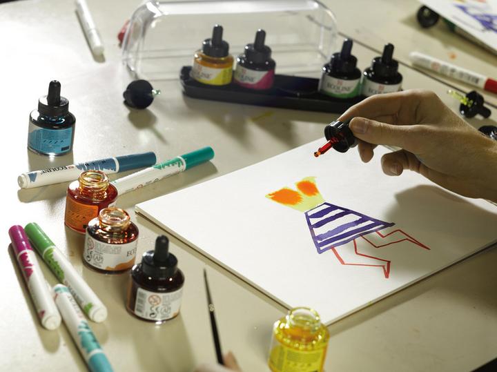 Actual product image Talens PRIMARY - Ecoline Set (Magenta, Black, Sky blue, Lemon, Green, 150 ml)
