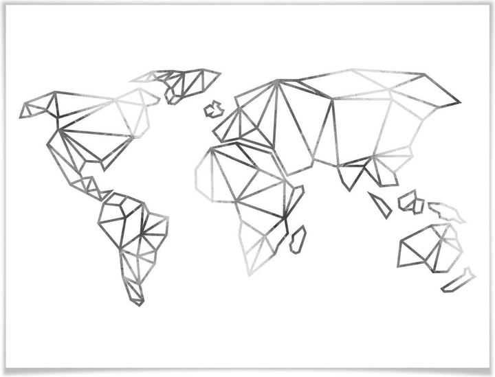 Produktbild Trenddeko Origami Weltkarte - Silber-Optik (120 x 100 cm)