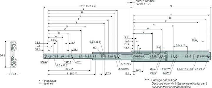 Productafbeelding Accuride Volledig uittrekbare kogellagergeleiders (zware rail) 9301