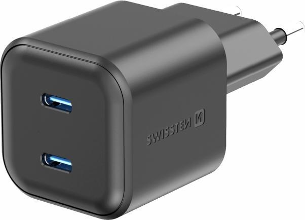 Actual product image Swissten Travel Charger GaN 2X USB-C 20W Power Delivery Black (20 W)
