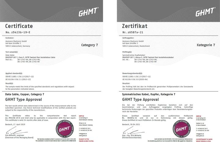 Produktbild Digitus Cat.7 S/FTP Verlegekabel, 500 m, simplex, Cca (S/FTP, CAT7, 500 m)