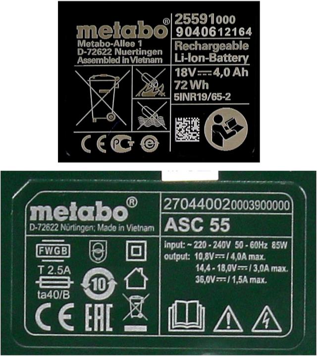 Image du produit Metabo Kit de base 2x bloc batterie Li-Power 18 V 4,0 Ah CAS Li-Ion + chargeur ASC 55 ( 685050380 ) (18 V)