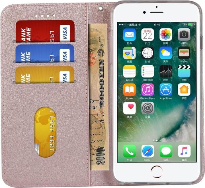 Produktbild Cover-Discount iPhone SE / 8 / 7 - Silk Texture Flip Case rosa (Apple iPhone 7, Apple iPhone 8)