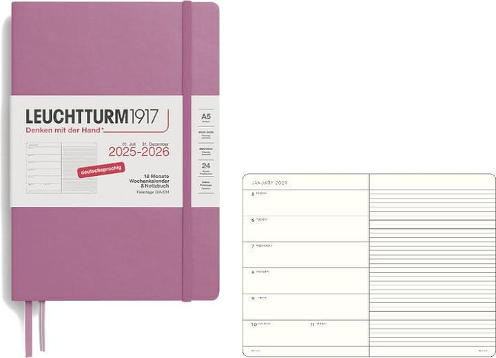 Produktbild Leuchtturm1917 LEUCHTTURM 1W/S MED.18mon HC D.ROSE (A5)