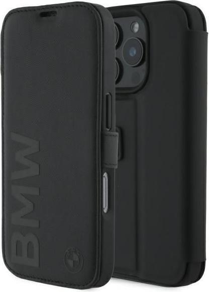 Actual product image BMW BMBKP16L23RMRLK iPhone 16 Pro 6.3" czarny/black bookcase Signature Leather Wordmark (Apple iPhone 16 Pro)