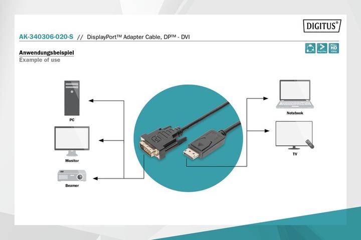 Immagine prodotto Digitus DisplayPort — DVI (2 m, DisplayPort)