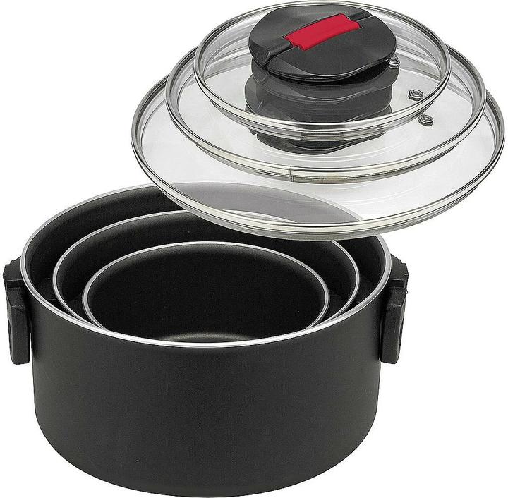 Immagine prodotto Ballarini Set di pentole Click&Cook 3 pezzi con coperchio (24 cm, Set di pentole e padelle da cucina, Alluminio, Acciaio inossidabile)