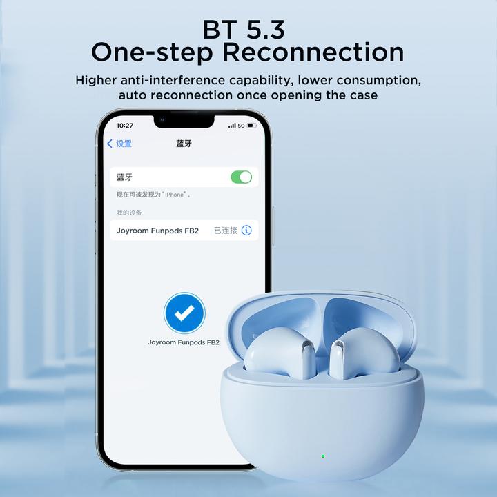 Actual product image Joyroom Funpods wireless in-ear headphones (JR-FB2) - blue (35 h, Wireless)