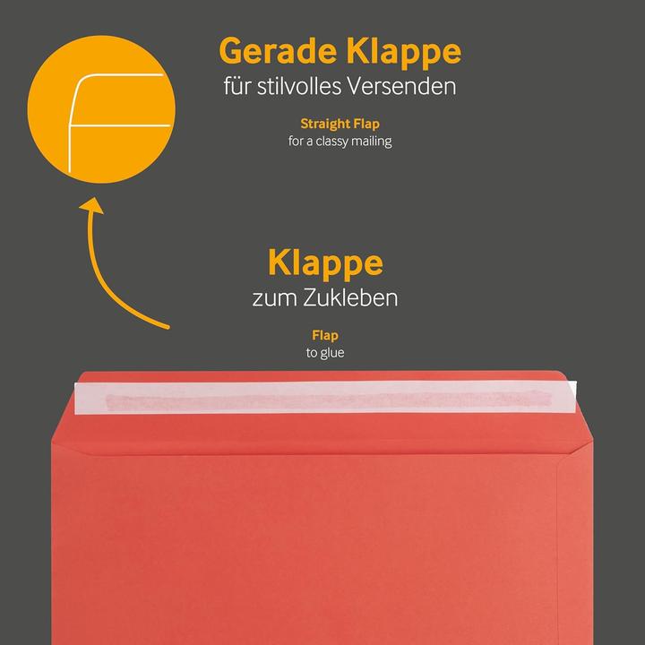 Produktbild Blanke Briefhüllen 50 rote Briefumschläge DIN C4 mit Haftklebung (C4, 50 x)