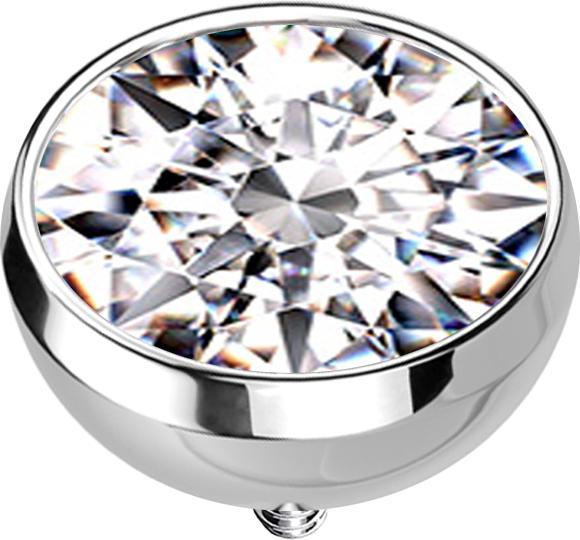Produktbild Star Piercing Dermal Anchor Halbkugel silber mit Kristall silber (Chirurgenstahl 316L)
