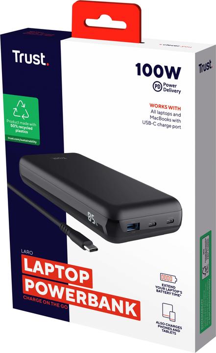 Actual product image Trust Laro 100w Laptop Powerbank (20000 mAh, 100 W, 100 Wh)