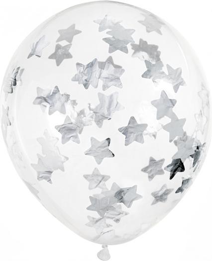 Produktbild Partydeco Sternen Konfetti Luftballons Silber