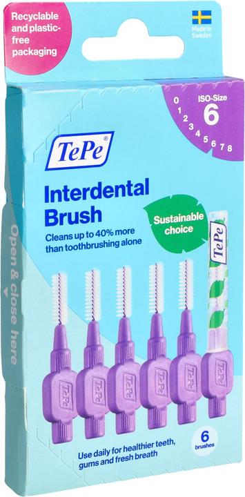 Produktbild TePe Lila 6 Bürsten Grösse 6 1.1mm Interdental Made in Sweden Neu (6 x, 1.10 mm)