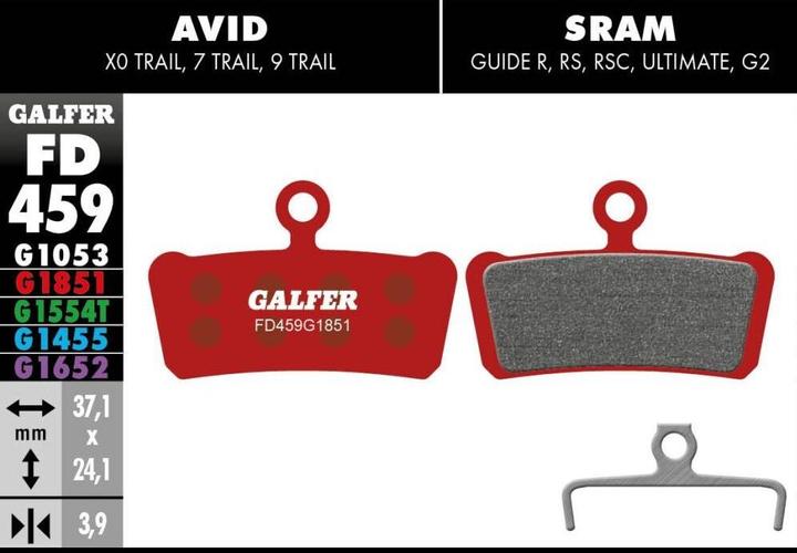 Immagine prodotto Galfer Bike Pastiglie per freni avanzate (SRAM, Avid, Shimano, Zampa, Semimetallico)