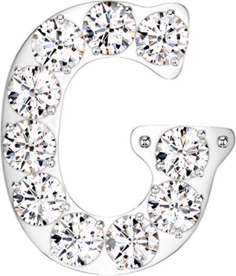 Star Piercing Threadless silber mit Kristallen silber Buchstabe G (Titan G23, ohne Messing)