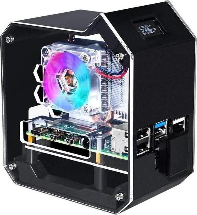 Immagine prodotto Raspberry Pi EB121900 - Kit NAS Mini Tower per 4B, supporta fino a 2TB M.2 SATA SSD