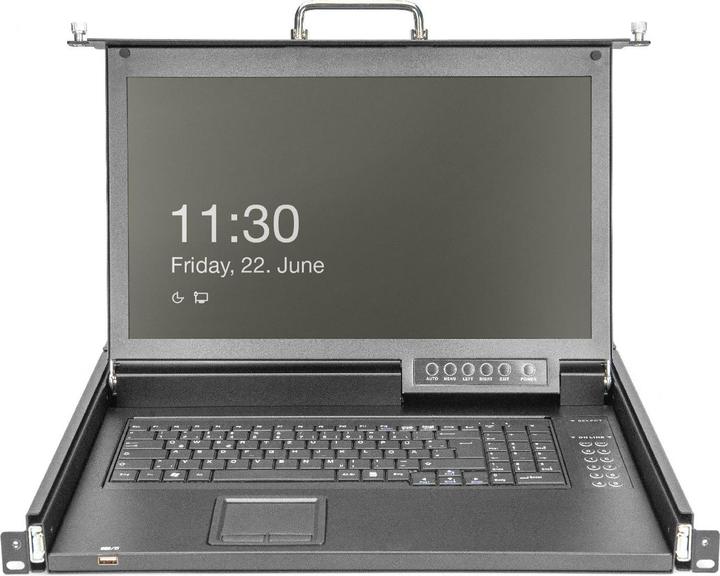 Produktbild Digitus Modulare Konsole mit 17 TFT48,3cm 8Port KVM Touch 8 x HDMI, HD Auflösung, US Tastatur
