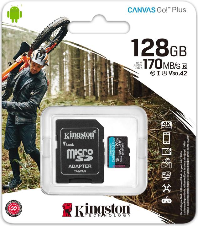 Actual product image Kingston Canvas Go! Plus microSD (128 GB, microSDXC, U3, UHS-I)